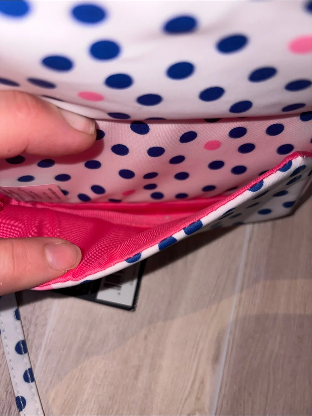 Scout Polka Dot Wristlet Clutch in Navy & Pink